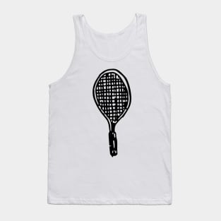 Tennis Racket Doodle Black Tank Top